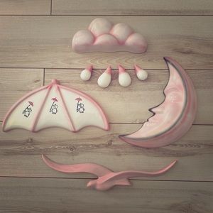 Vintage nursery ceramic wall deco